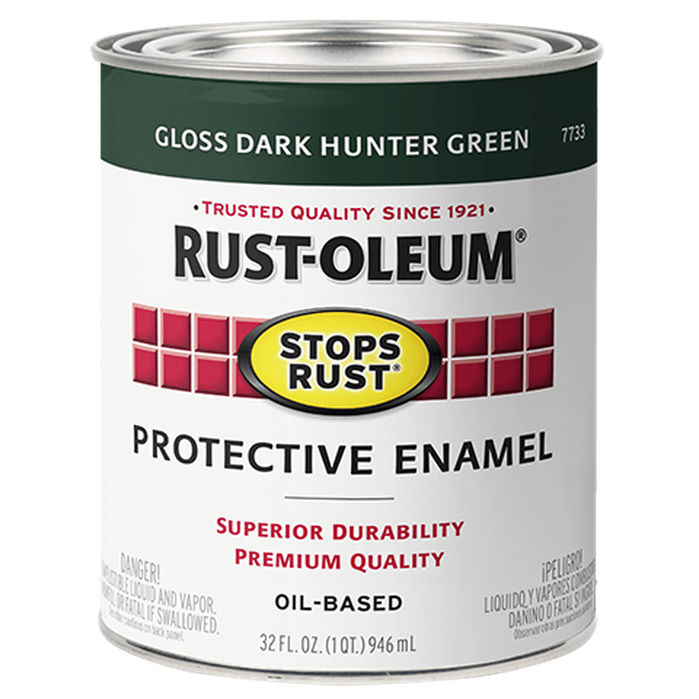 Rust-Oleum Stops Rust 7733502 Protective Enamel, Gloss Dark Hunter Green, 1 Quart