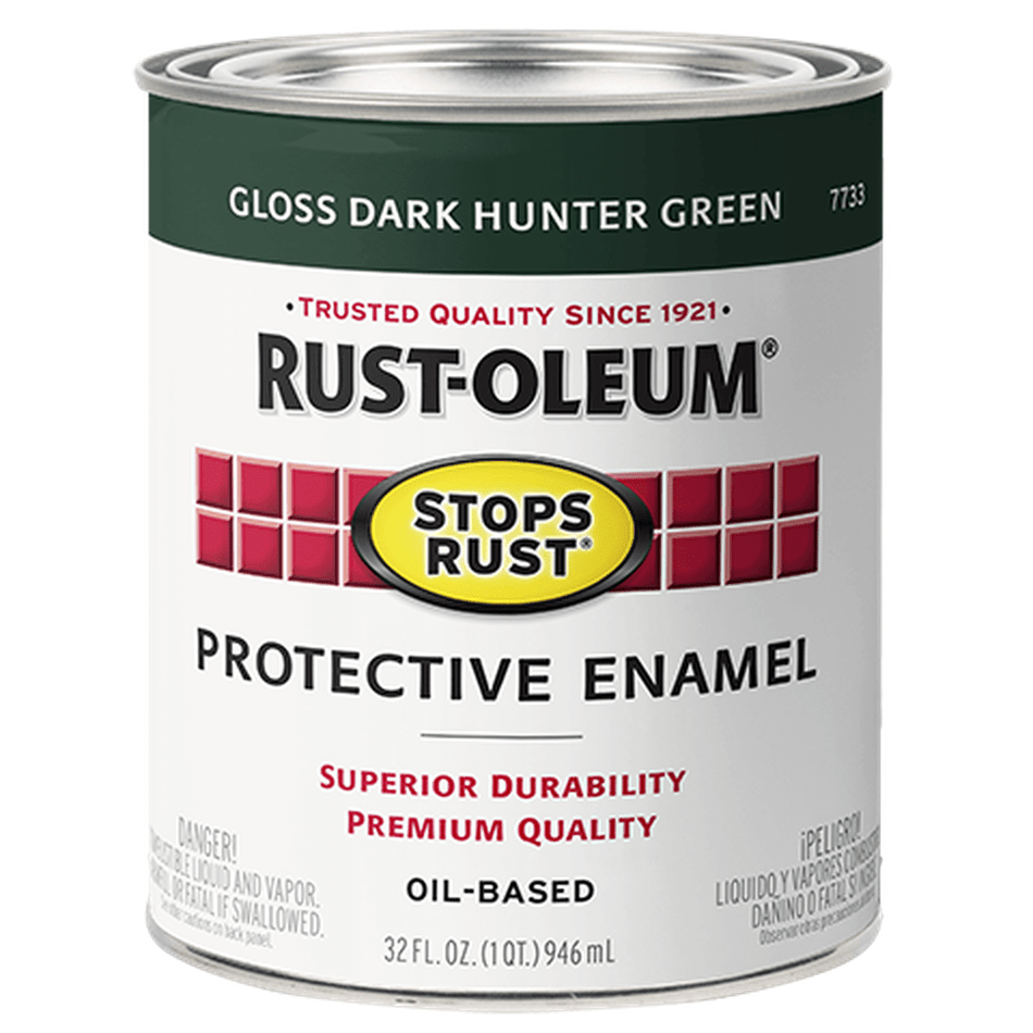 Rust-Oleum Stops Rust 7733502 Protective Enamel, Gloss Dark Hunter Green, 1 Quart