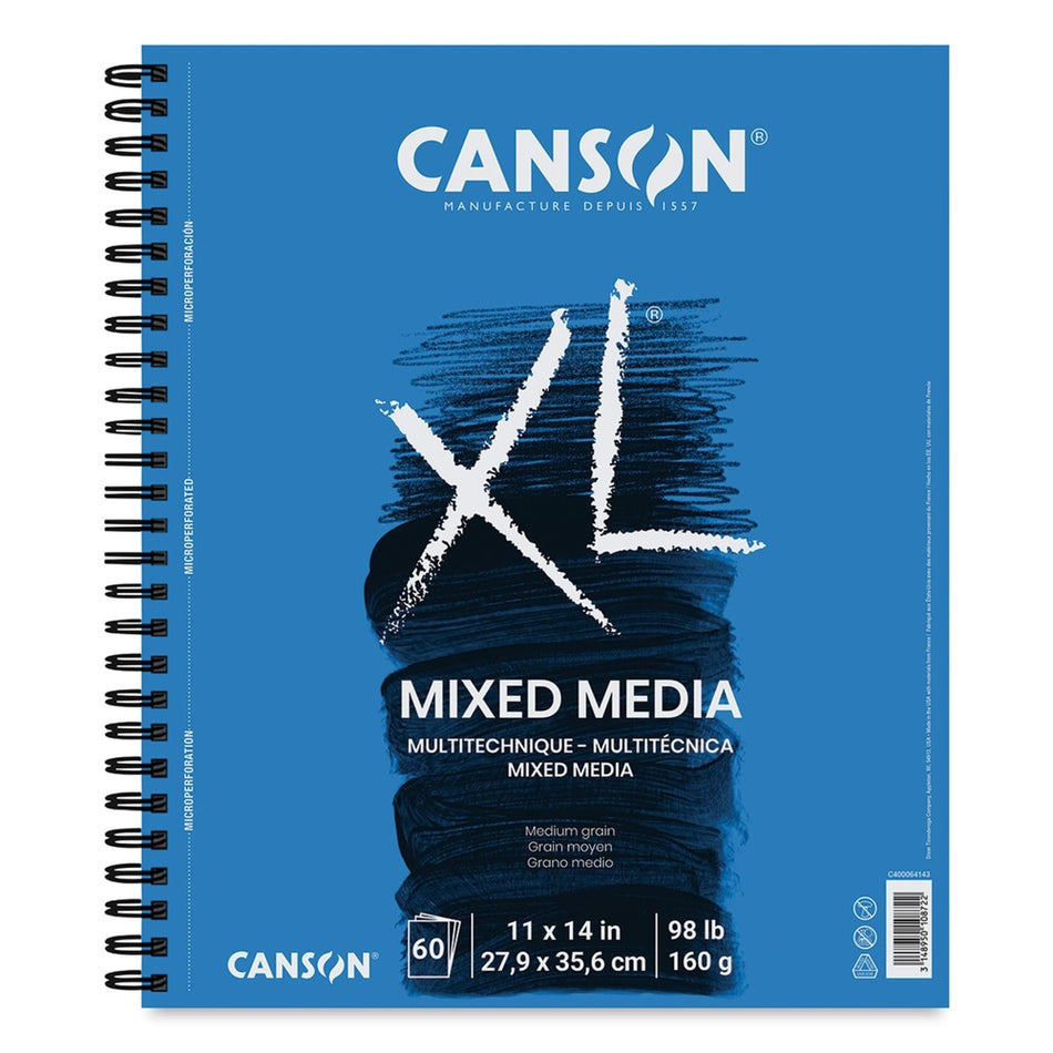 Canson 12468-1005 XL Mixed Media Pad - 11" × 14", Portrait, 60 Sheets
