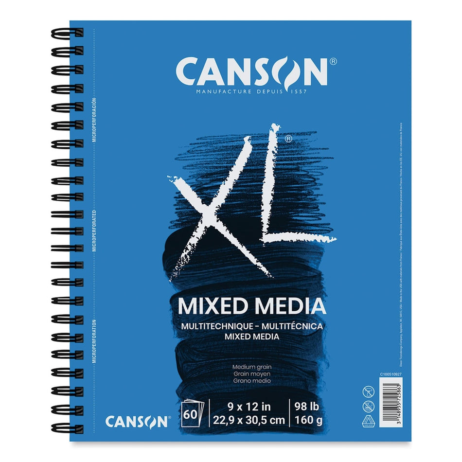 Canson 12468-1023 XL Mixed Media Pad - 9" × 12", Portrait, 60 Sheets