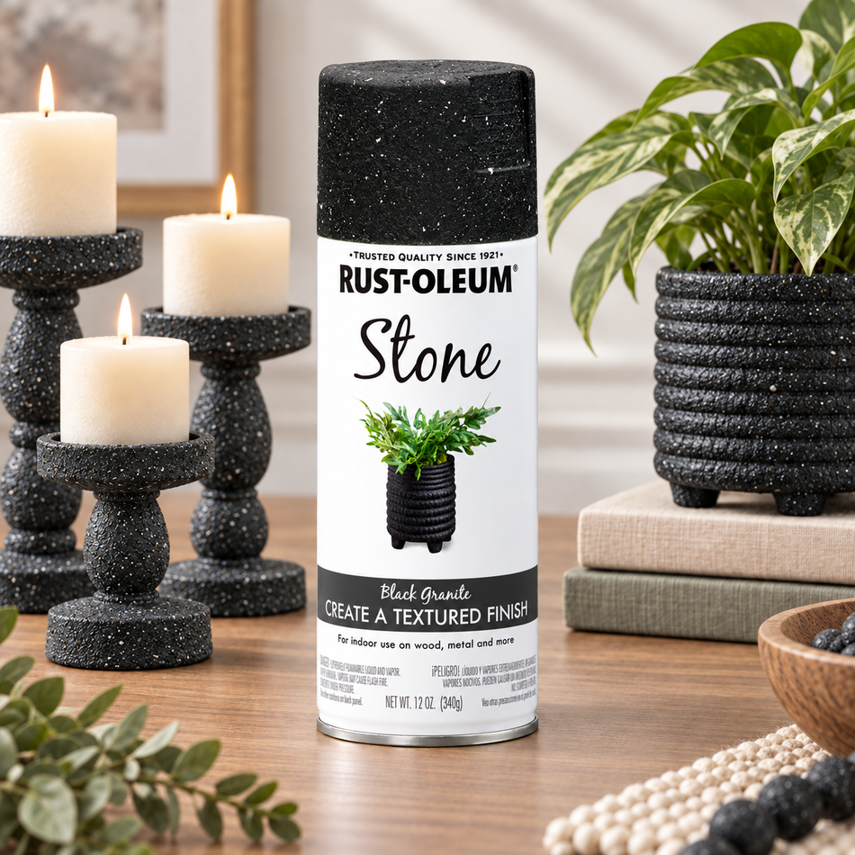 Rust-Oleum Specialty Stone Textured Spray Paint – Black Granite – 12 oz.