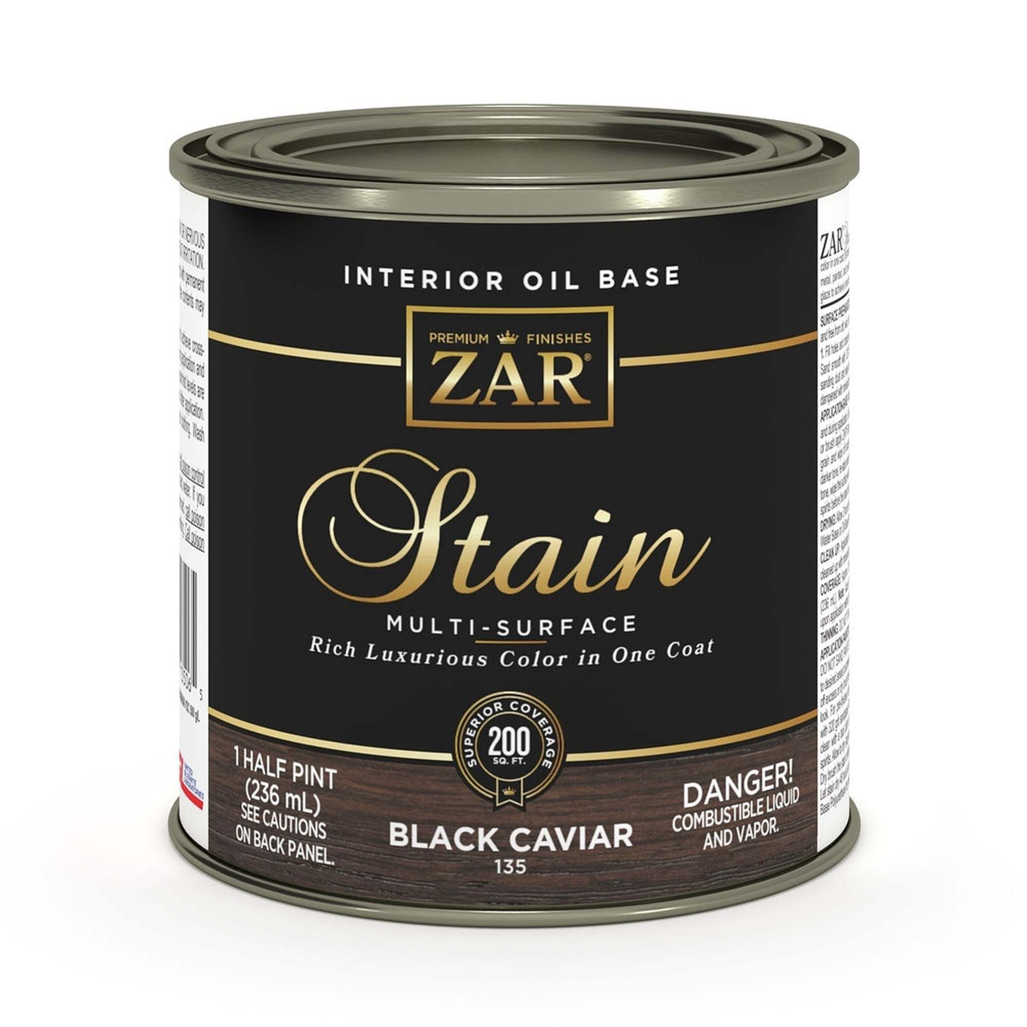 Sika 831368 Zar Interior Oil Base Stain, Half Pint, Black Caviar