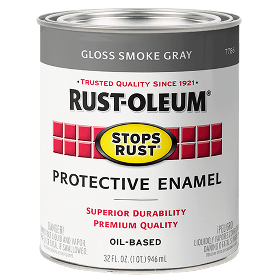 Rust-Oleum Stops Rust 7786502 Protective Enamel, Gloss Smoke Gray, 1 Quart
