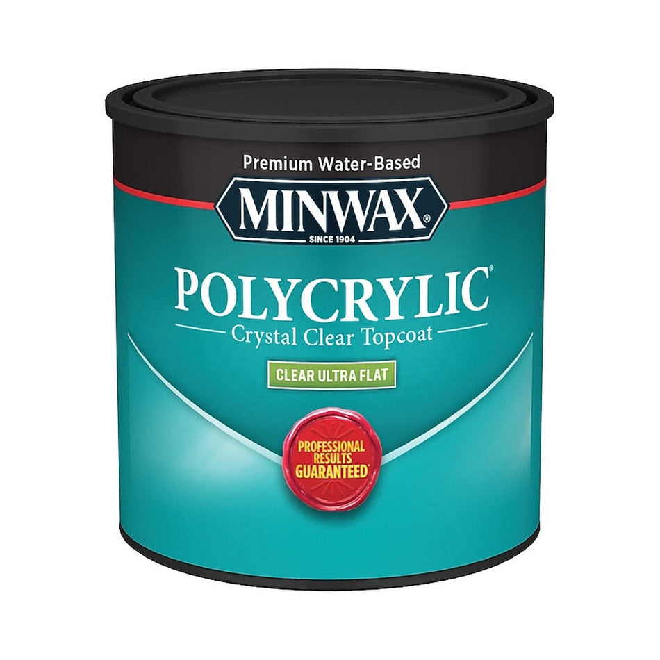 Minwax 211114444 Half Pint Clear Ultra Flat Water Based Polycrylic Protective Finish