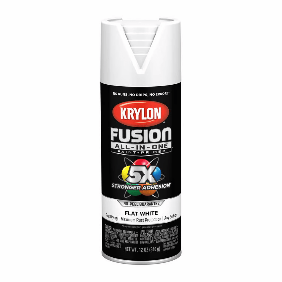 Krylon K02730007 Fusion All-in-One Spray Paint, Flat White, 12 oz.