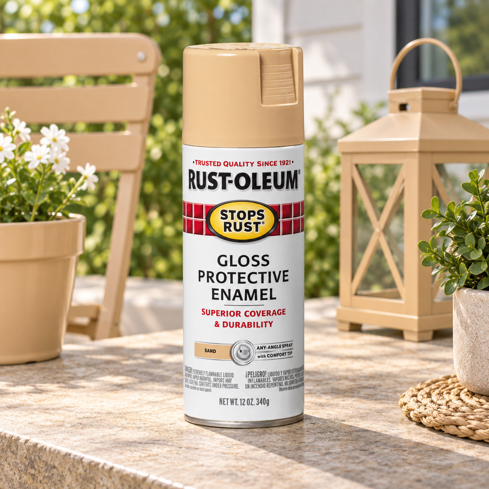 Rust-Oleum Stops Rust Protective Enamel Spray Paint – Gloss Sand – 12 oz.