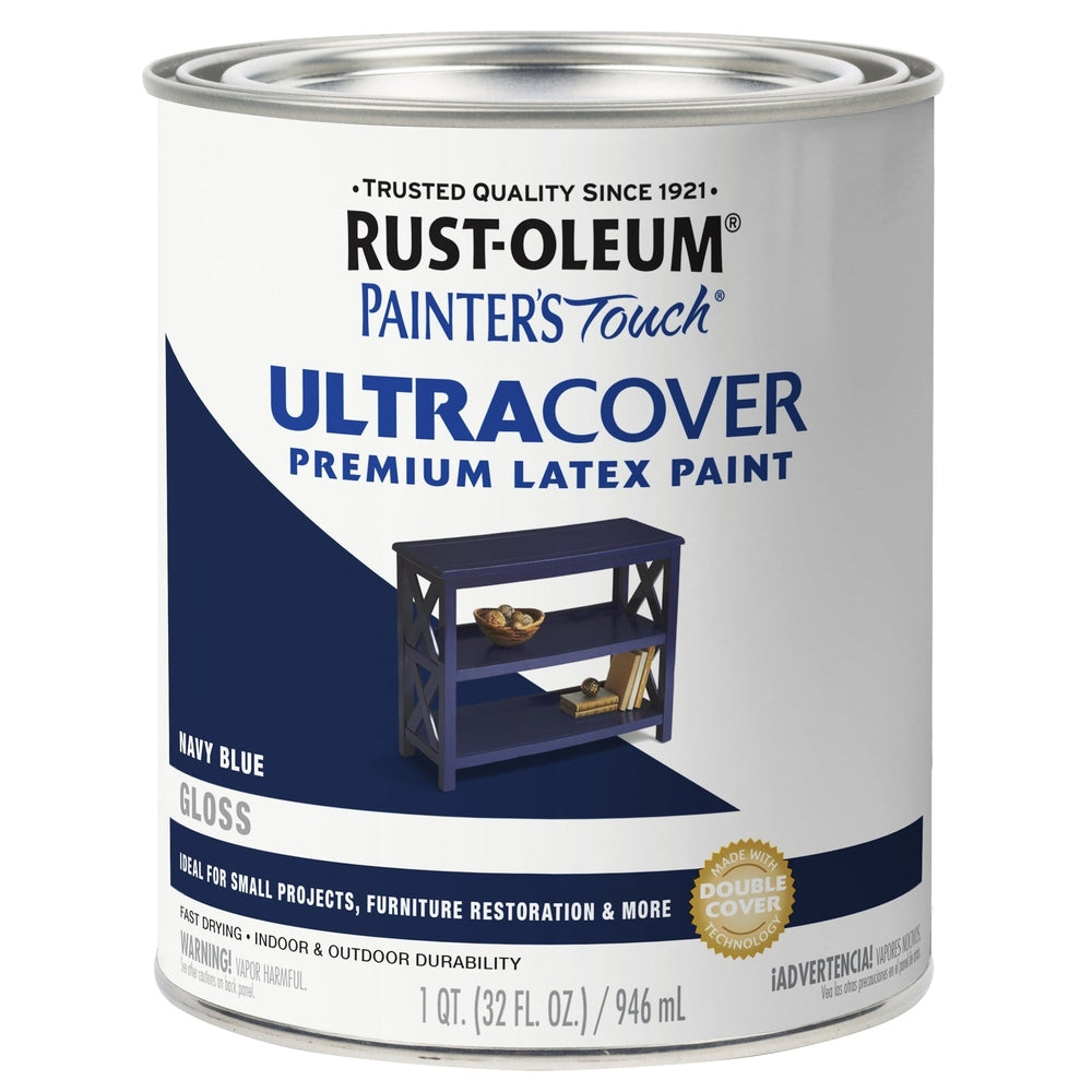 Rust-Oleum Painter’s Touch 1922502 1 Quart Gloss Navy Blue Ultra Cover Premium Latex Paint