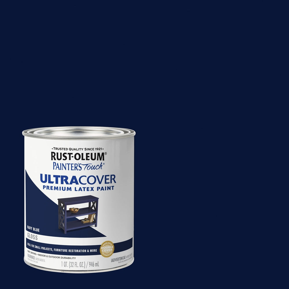 Rust-Oleum Painter’s Touch 1922502 1 Quart Gloss Navy Blue Ultra Cover Premium Latex Paint