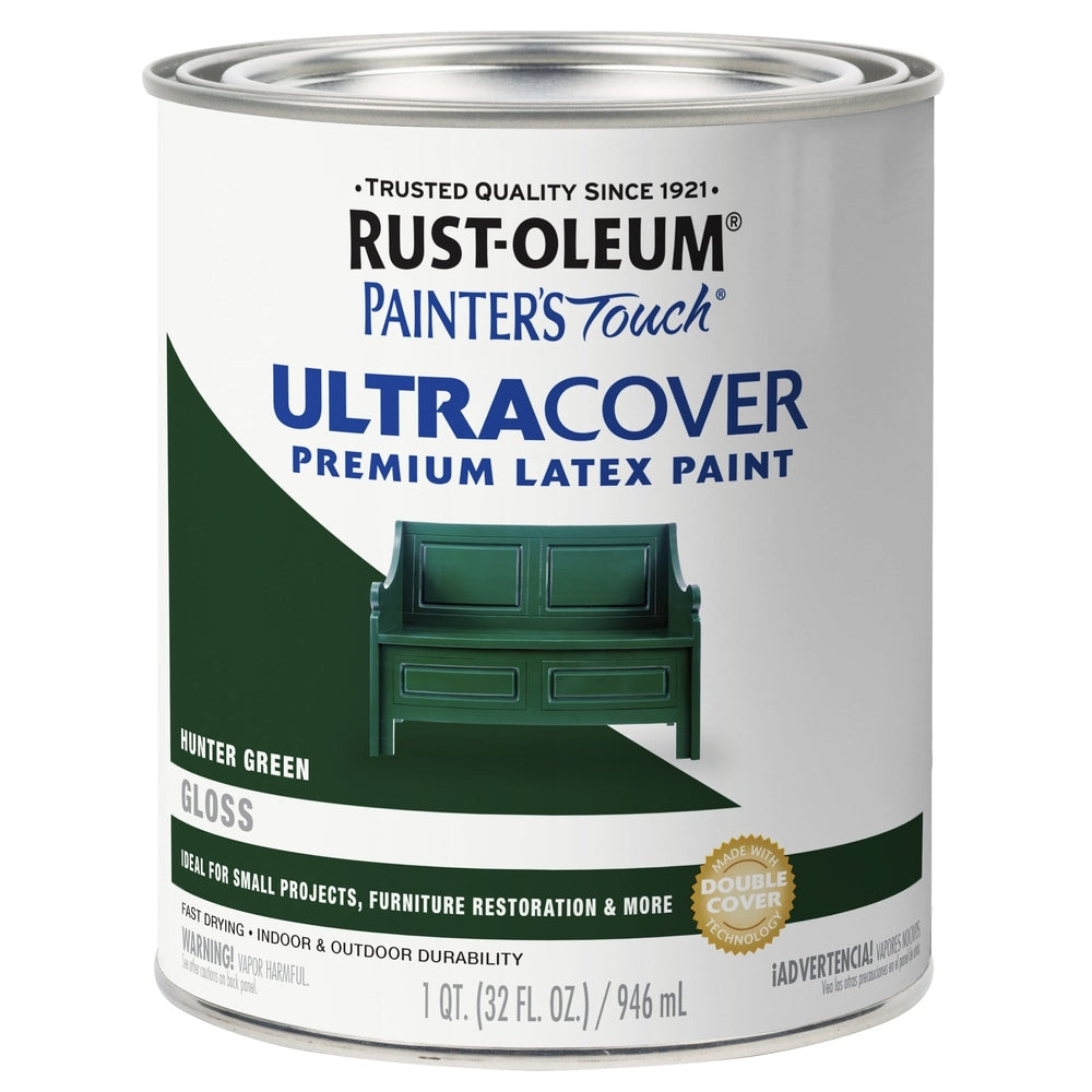 Rust-Oleum Painter’s Touch 1938502 1 Quart Gloss Hunter Green Ultra Cover Premium Latex Paint