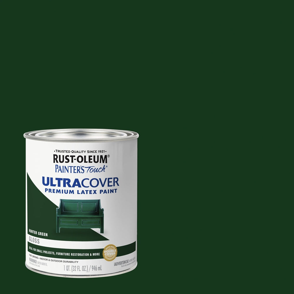 Rust-Oleum Painter’s Touch 1938502 1 Quart Gloss Hunter Green Ultra Cover Premium Latex Paint