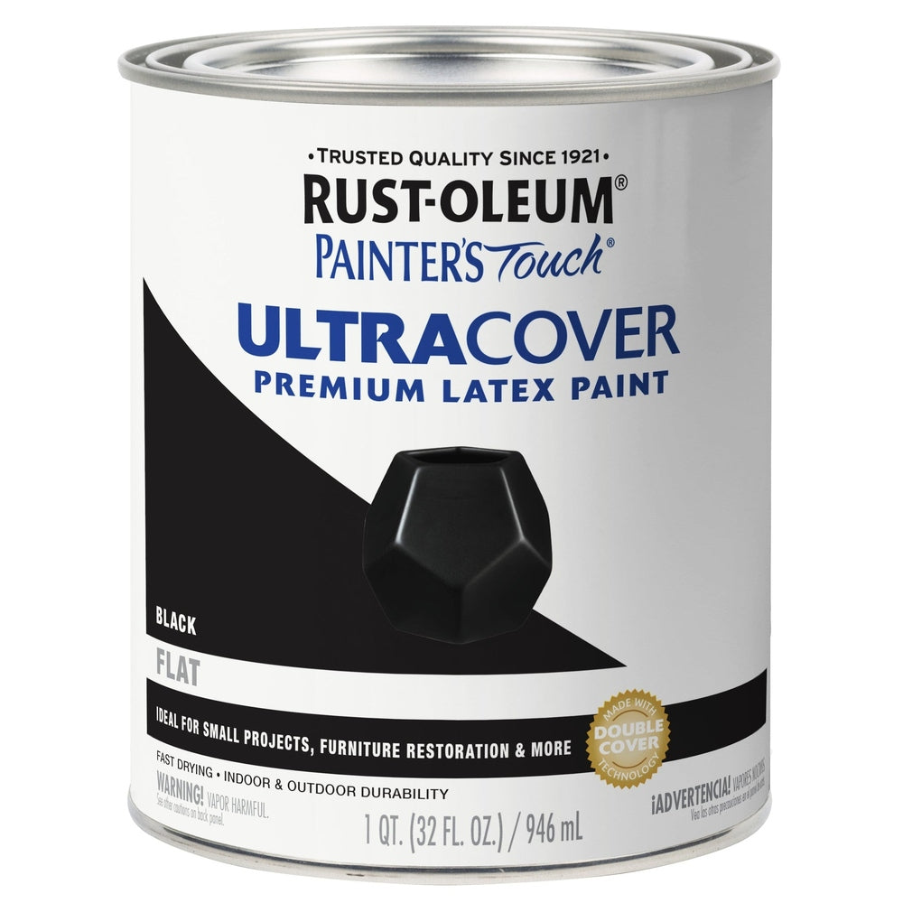 Rust-Oleum Painter’s Touch 1976502 1 Quart Flat Black Ultra Cover Premium Latex Paint