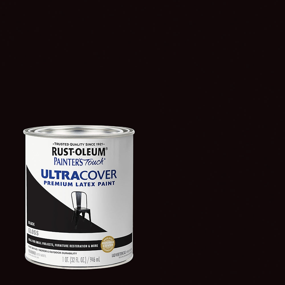Rust-Oleum Painter’s Touch 1979502 1 Quart Gloss Black Ultra Cover Premium Latex Paint