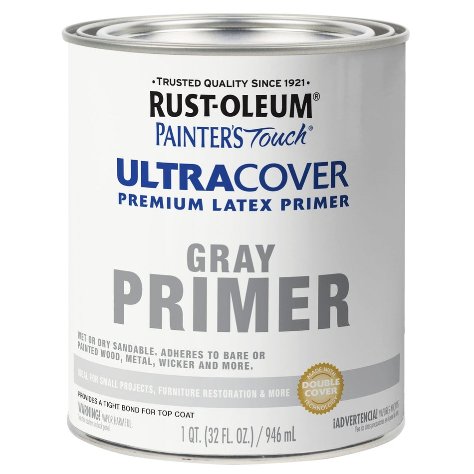 Rust-Oleum Painter's Touch 1980502 1 Quart Gray Ultra Cover Premium Latex Primer