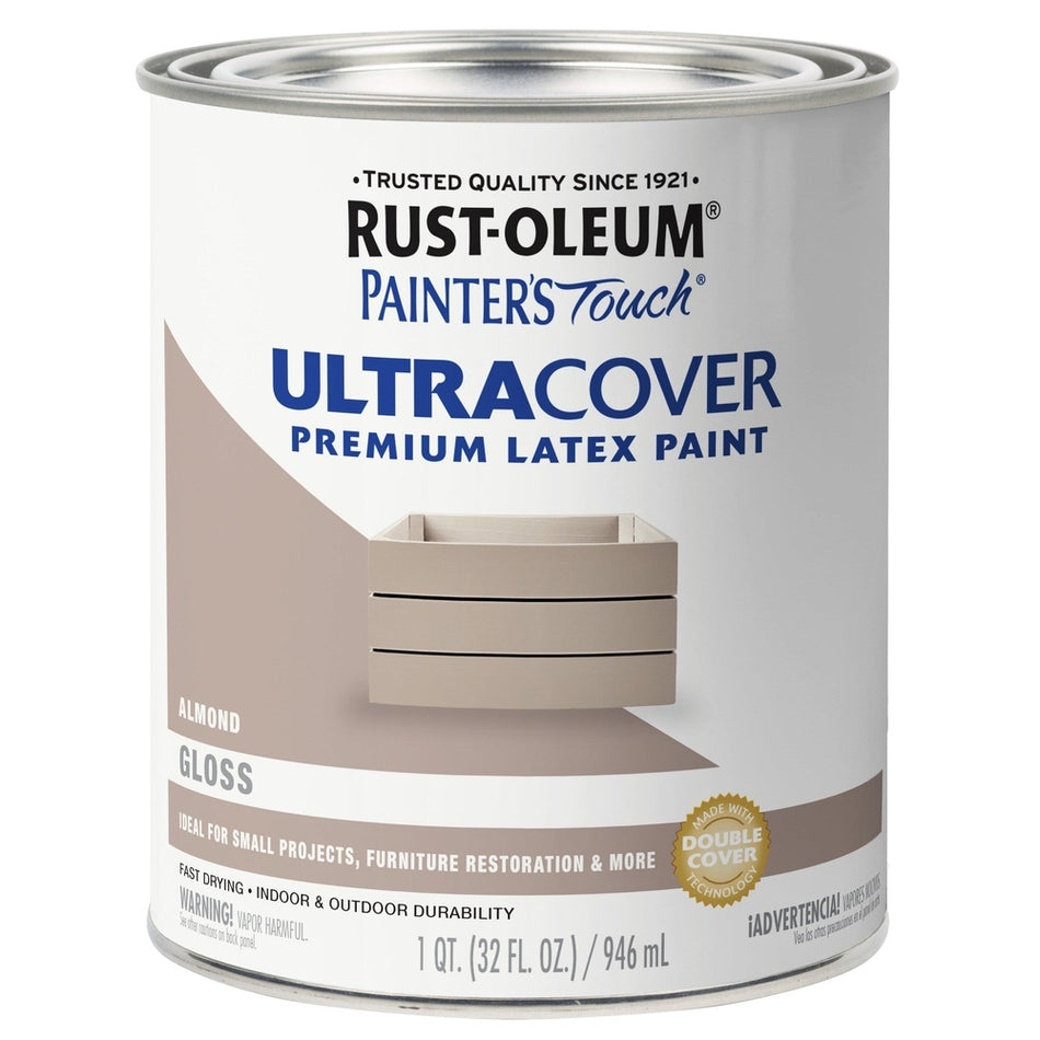 Rust-Oleum Painter’s Touch 1994502 1 Quart Gloss Almond Ultra Cover Premium Latex Paint