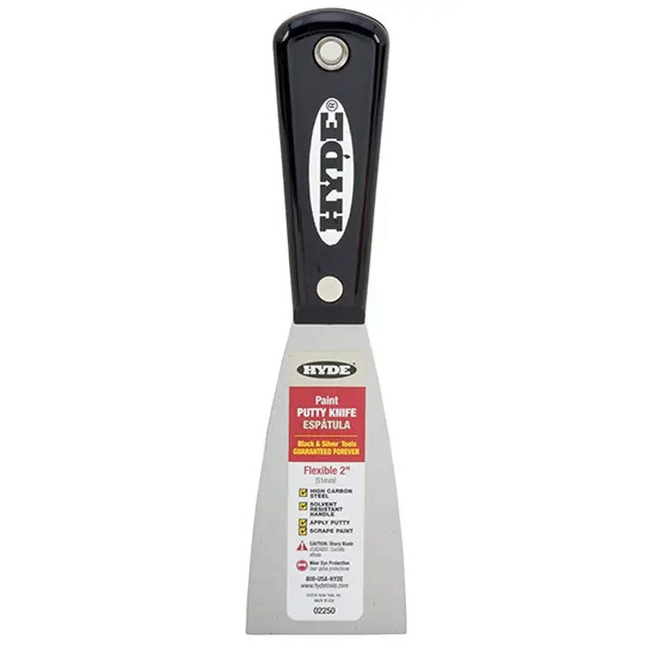 Hyde Tools 02250 2" Flexible Black & Silver Putty Knife