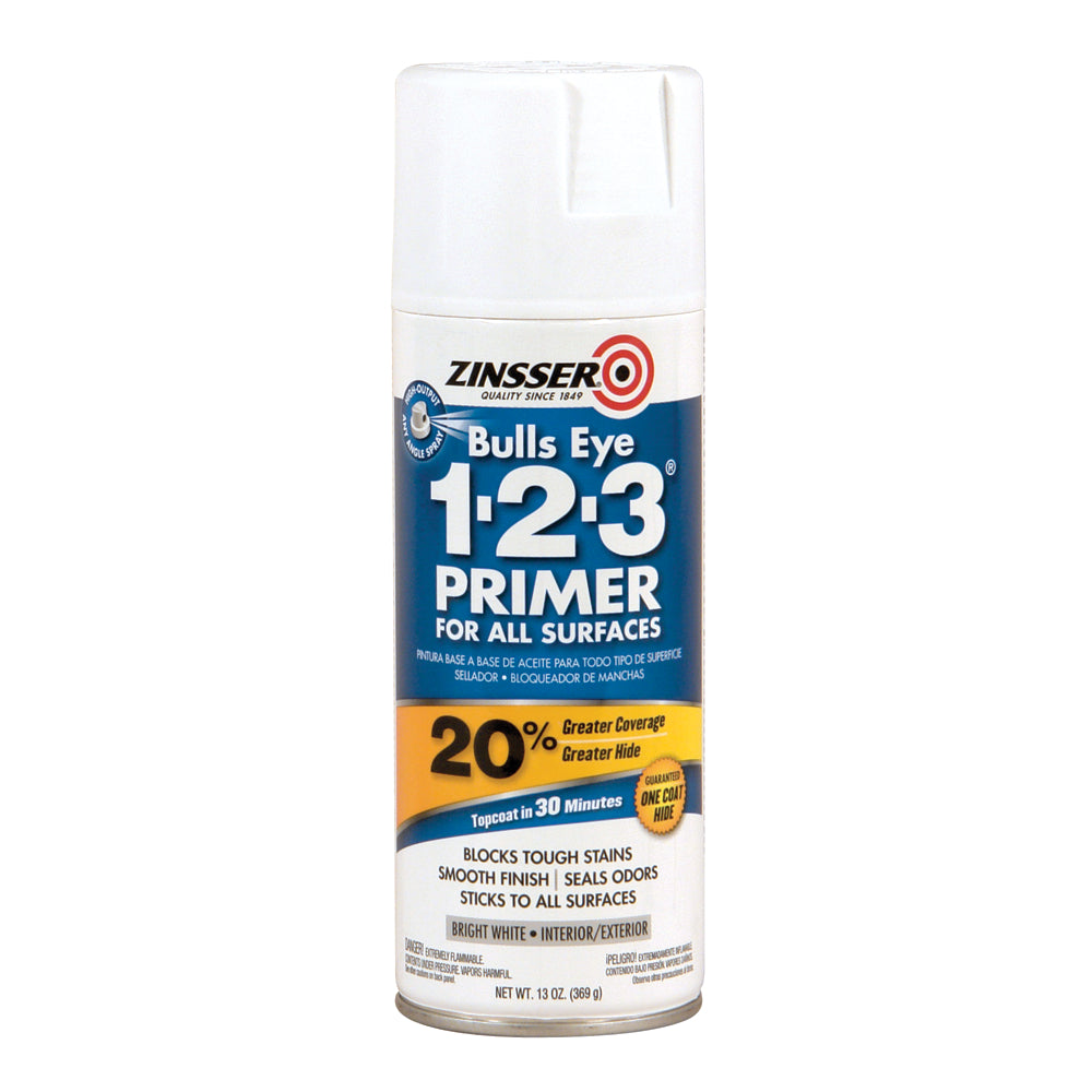 Rust-Oleum Zinsser 02008 Bulls Eye 1-2-3 Water-Base Primer, Bright White, 13 oz.