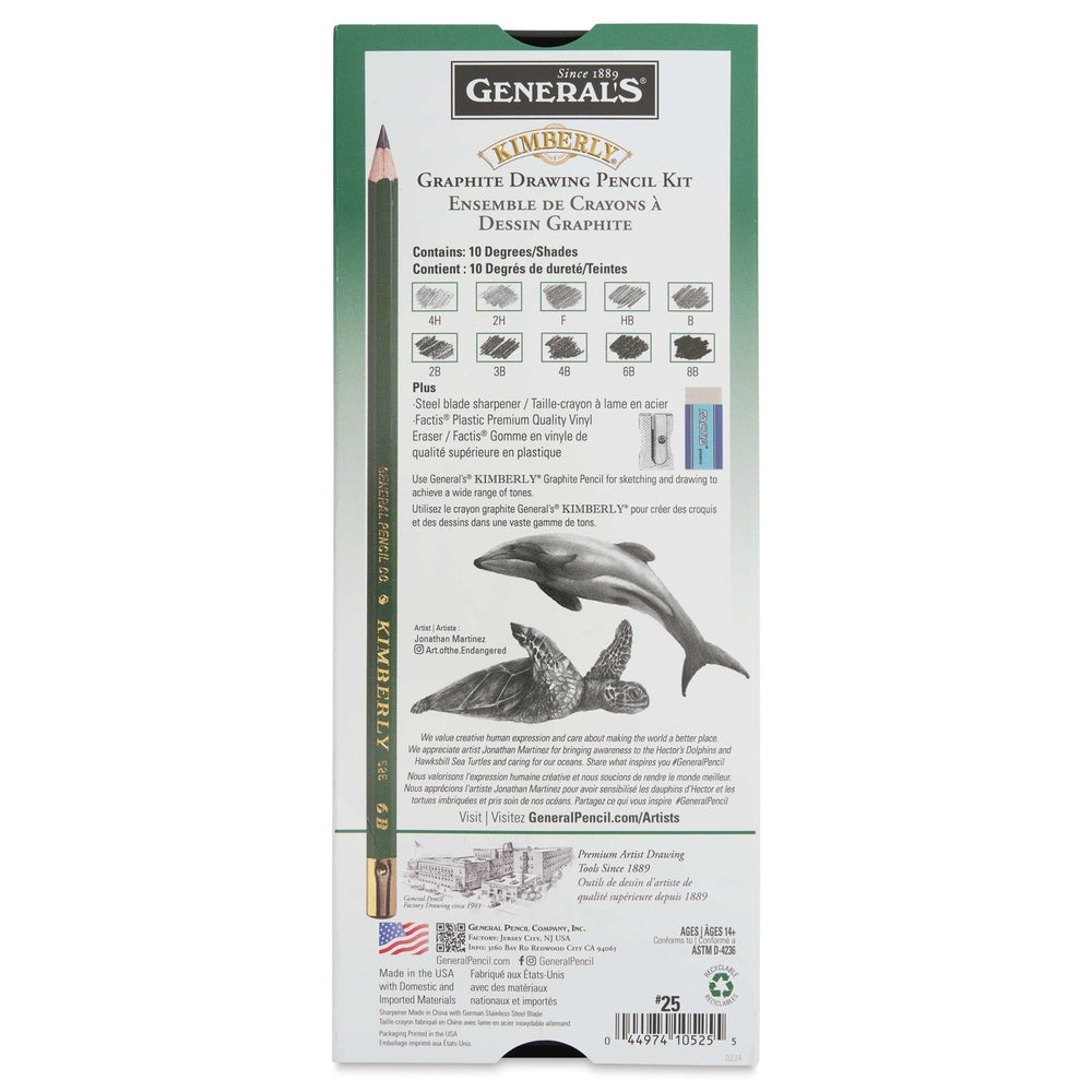 General Pencil 20421-1009 Kimberly Graphite Pencils Set - Drawing Pencil Kit, Package of 10