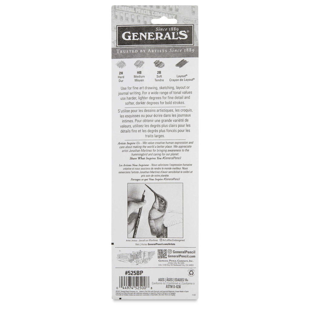 General Pencil 20421-1019 Kimberly Graphite Pencils Set - Art Pencil Kit, Package of 5