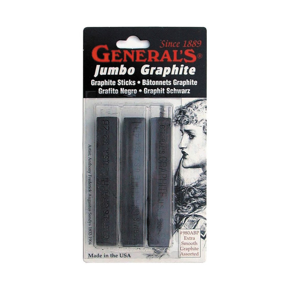 General's Jumbo Compressed Graphite Stick Set 3 Pack - Peggable