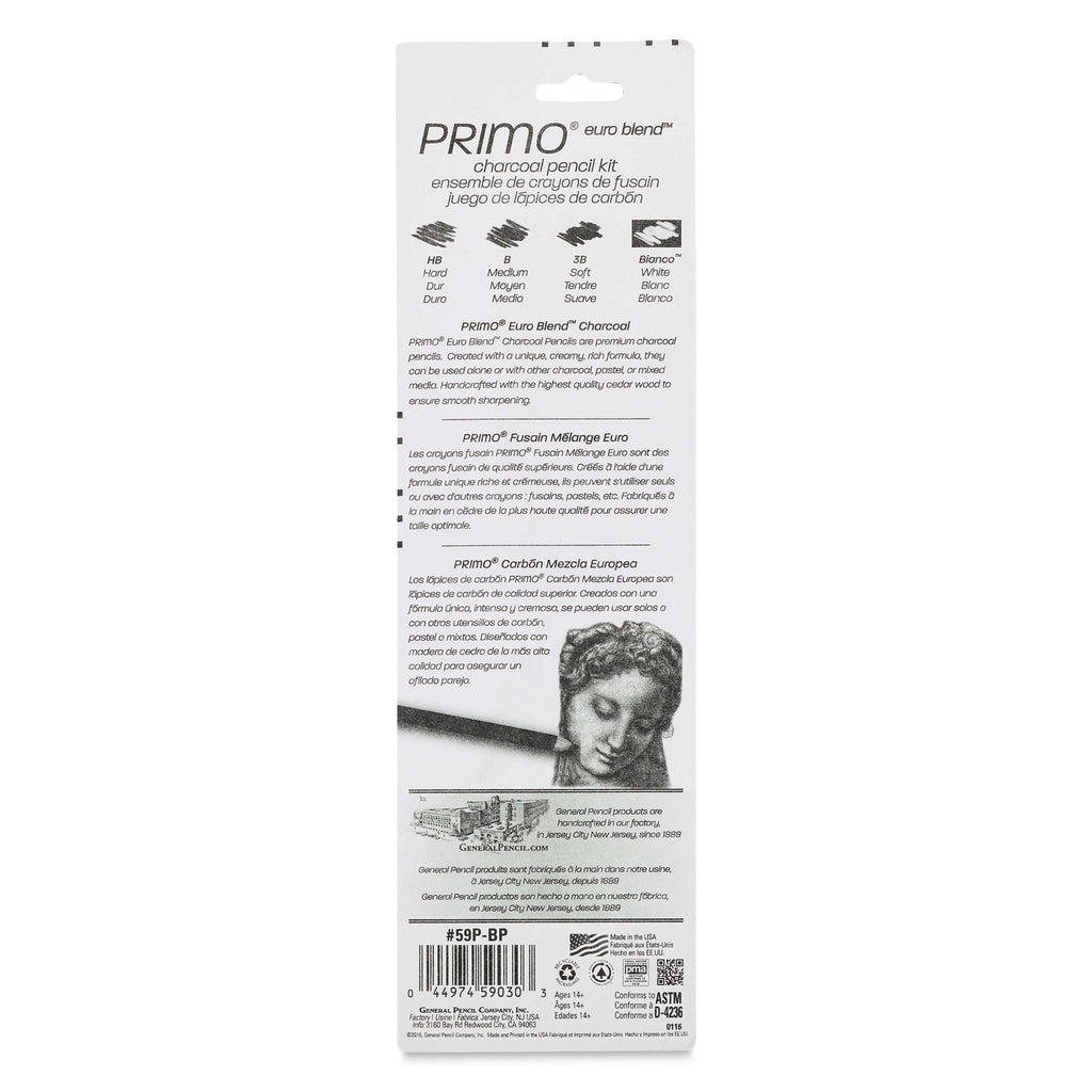 General Pencil 20495-1009 Primo Euro Blend Charcoal - Pencils Set