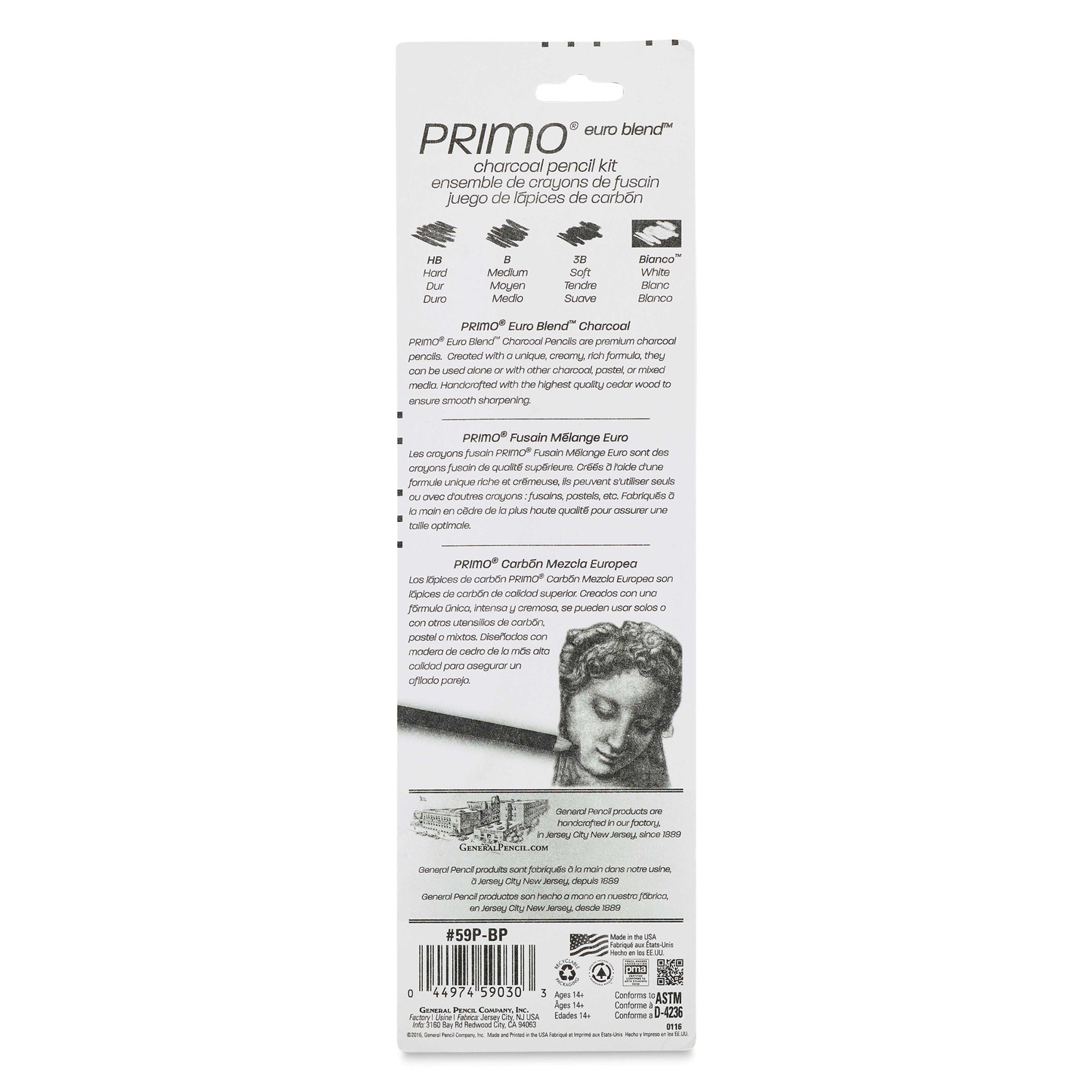 General Pencil 20495-1009 Primo Euro Blend Charcoal - Pencils Set