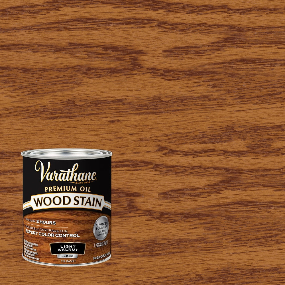 Rust-Oleum Varathane 211719H Premium Oil Wood Stain, 1 Quart, Light Walnut