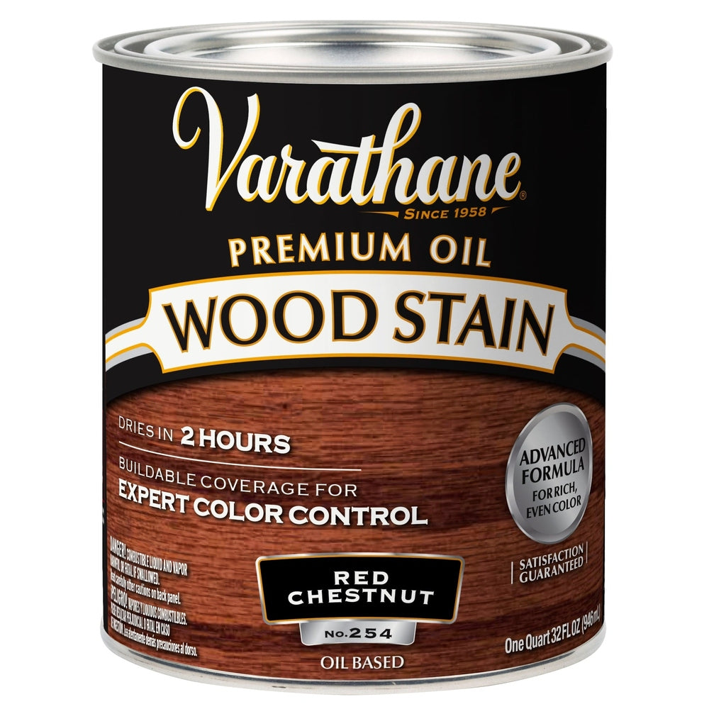 Rust-Oleum Varathane 211725H Premium Oil Wood Stain, 1 Quart, Red Chestnut