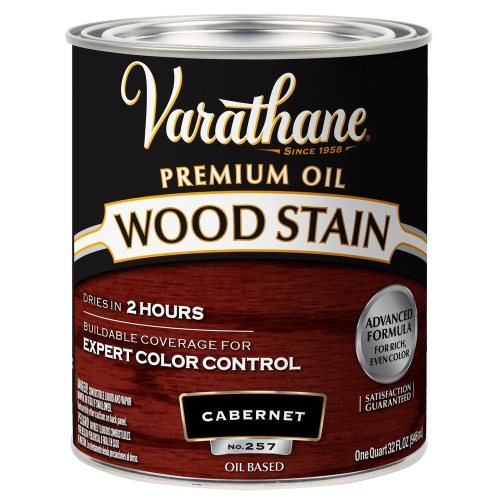Rust-Oleum Varathane 211726H Premium Oil Wood Stain, 1 Quart, Cabernet
