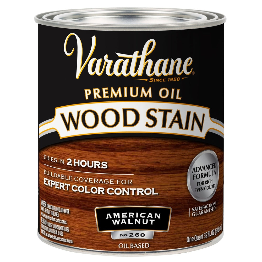 Rust-Oleum Varathane 211727H Premium Oil Wood Stain, 1 Quart, American Walnut
