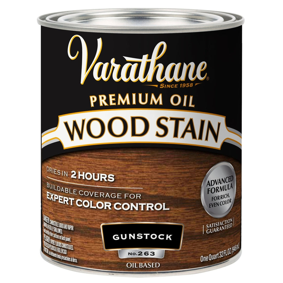 Rust-Oleum Varathane 211728H Premium Oil Wood Stain, 1 Quart, Gunstock