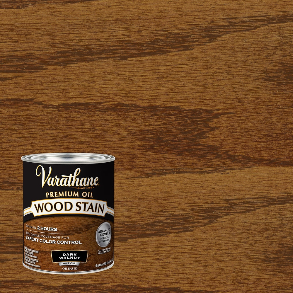 Rust-Oleum Varathane 211730H Premium Oil Wood Stain, 1 Quart, Dark Walnut