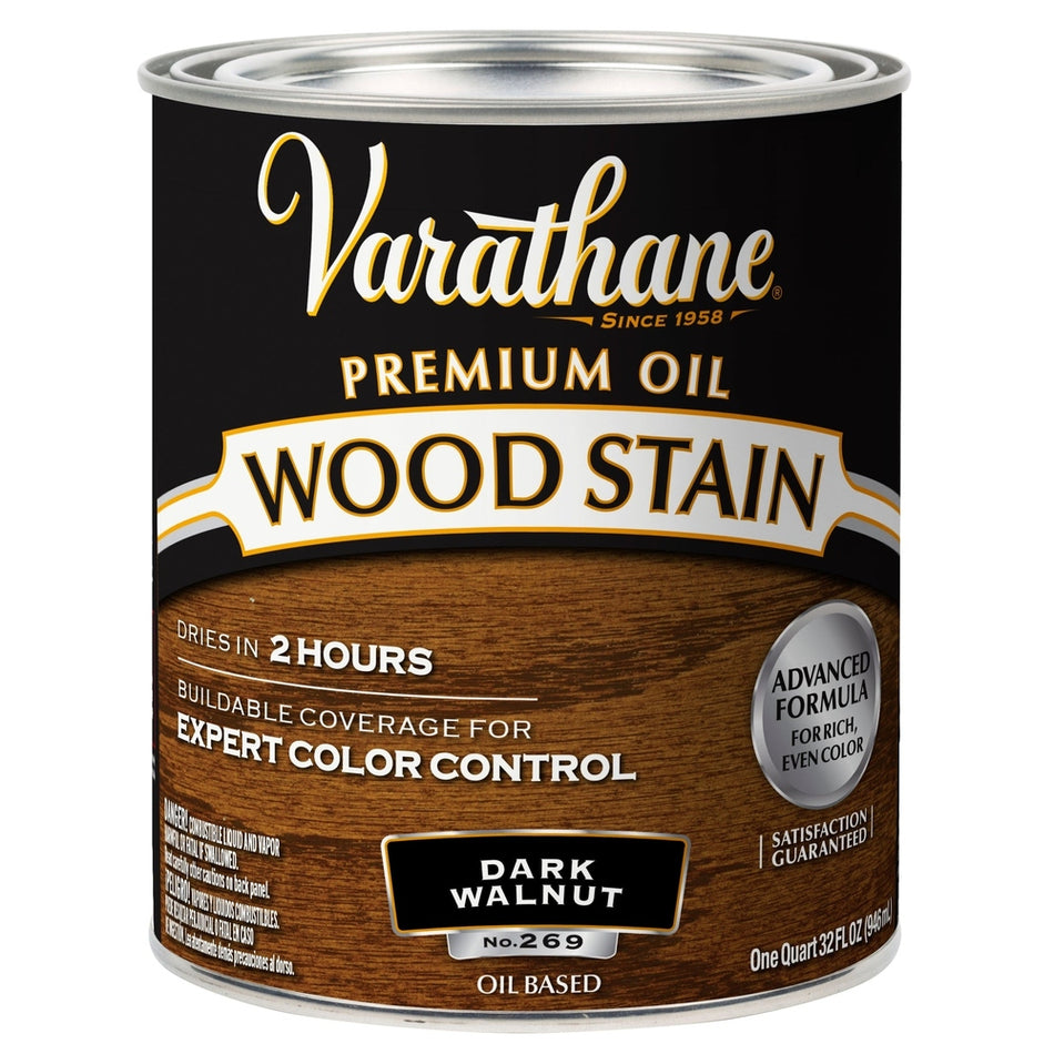 Rust-Oleum Varathane 211730H Premium Oil Wood Stain, 1 Quart, Dark Walnut