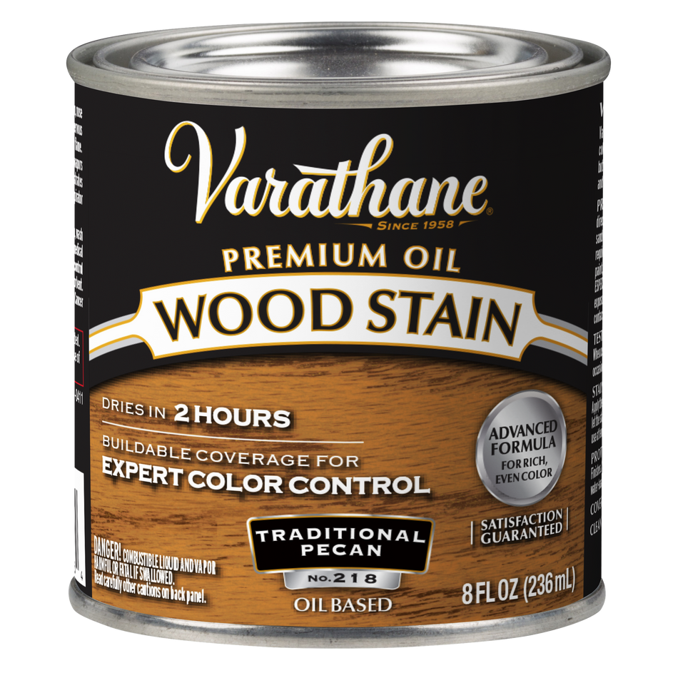 Varathane Premium Oil-Based Interior Wood Stain – Traditional Pecan, 8 fl oz