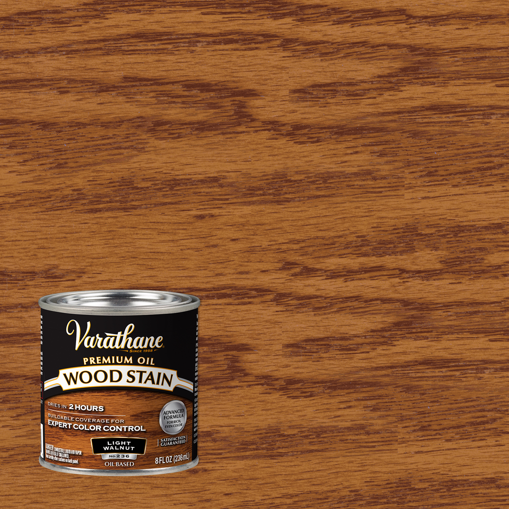 Varathane Premium Oil-Based Interior Wood Stain – Light Walnut, 8 fl oz