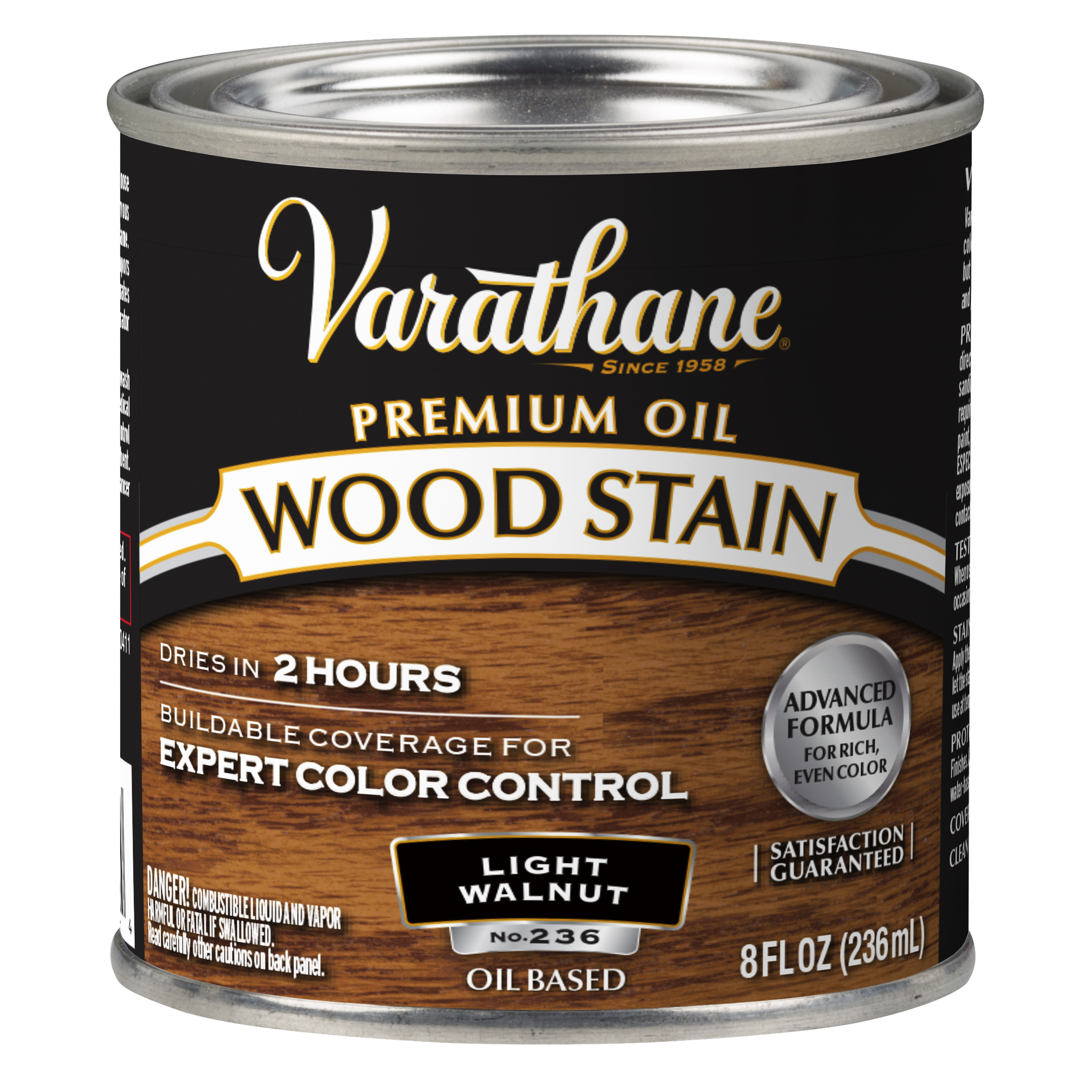 Varathane Premium Oil-Based Interior Wood Stain – Light Walnut, 8 fl oz