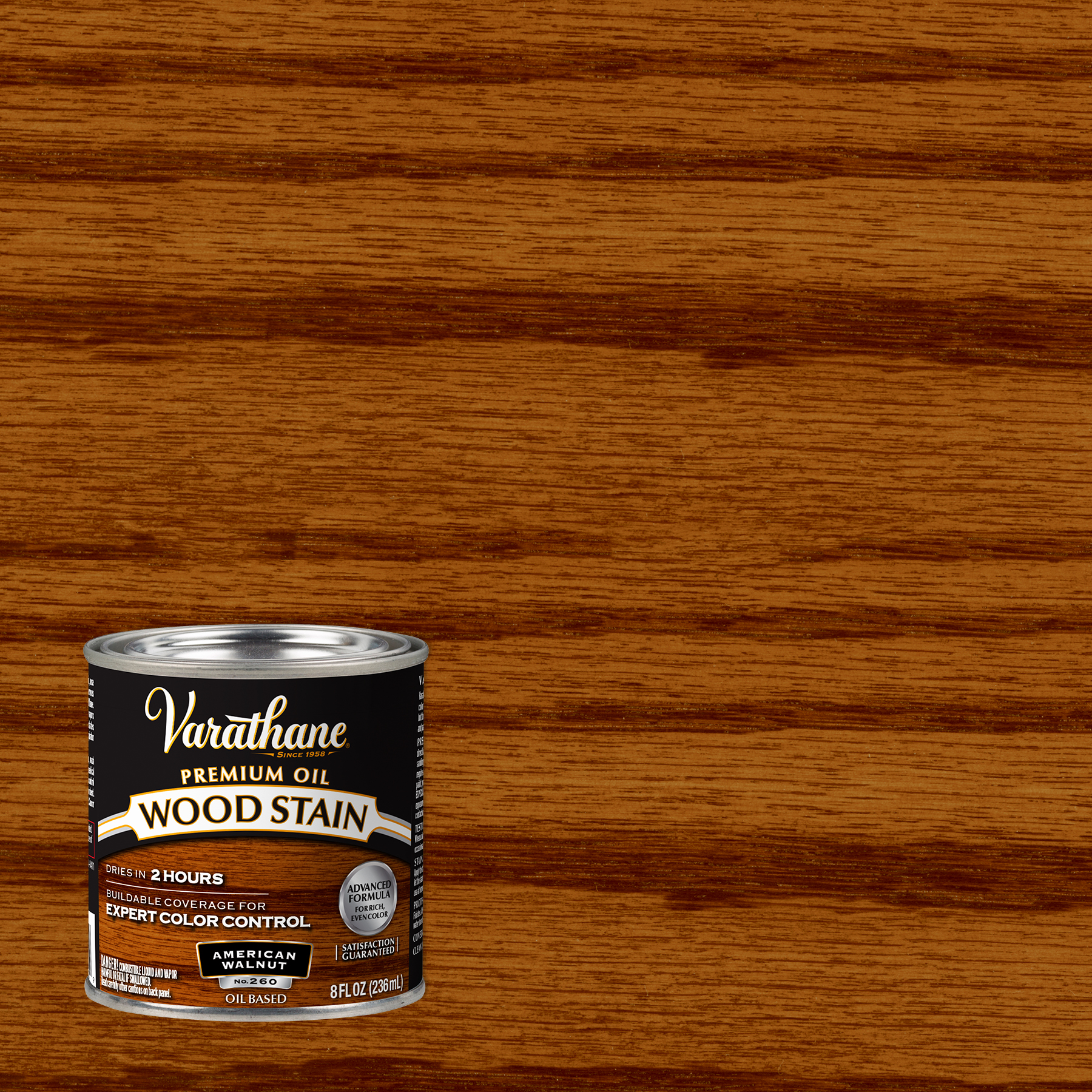 Varathane Premium Oil-Based Interior Wood Stain – American Walnut, 8 fl oz
