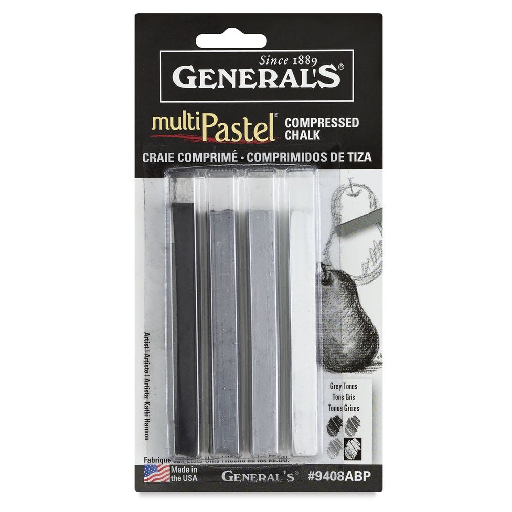 General's MultiPastel Compressed Chalk Set - Gray Tones, Set of 4
