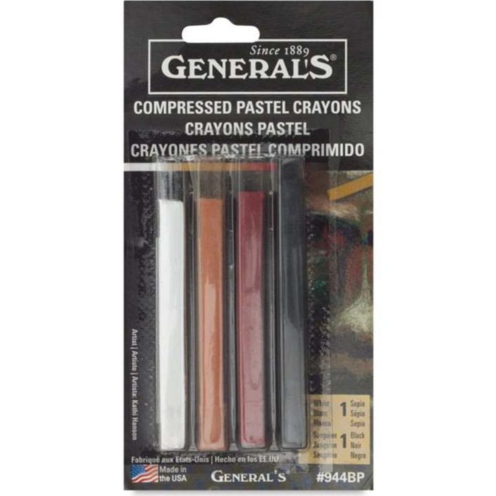 General's Compressed Pastel Crayon Sketching Color Set - Set of 4
