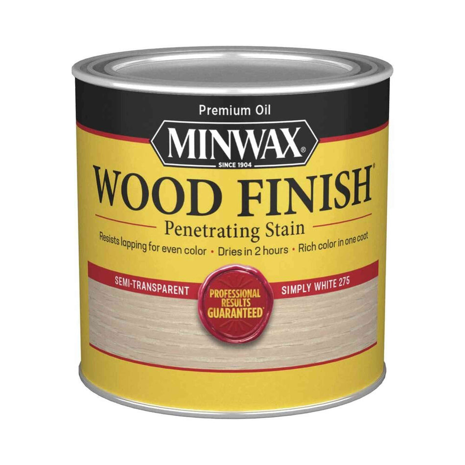 Minwax 22765 Wood Finish Penetrating Stain, Simply White 275 – ½ Pint (Case of 4)