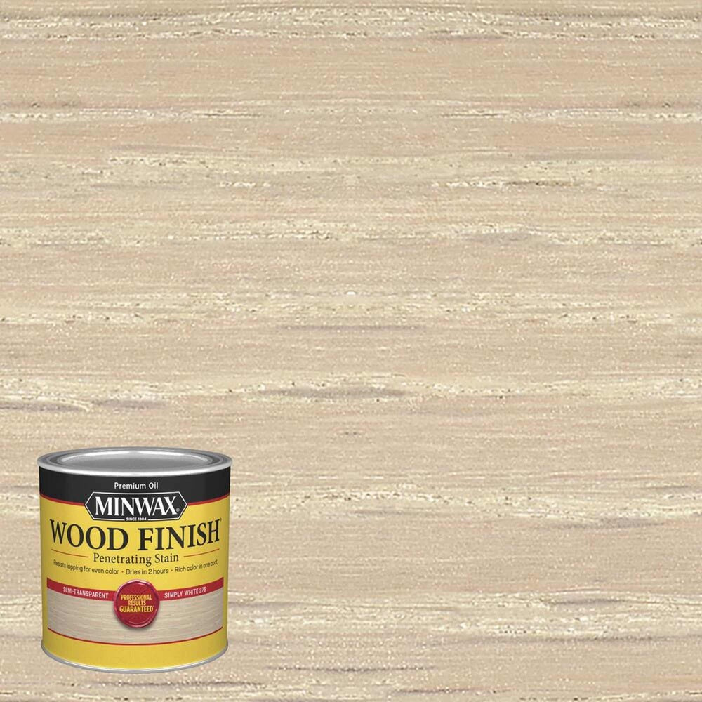 Minwax 22765 Wood Finish Penetrating Stain, Simply White 275 – ½ Pint (Case of 4)