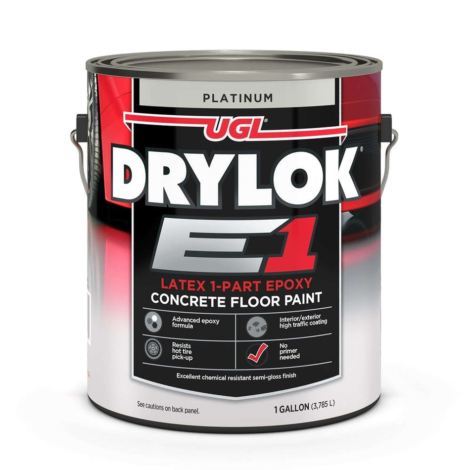 Sika 832393 Drylok E1 Latex 1-Part Epoxy Concrete Floor Paint, Platinum, 1 Gallon