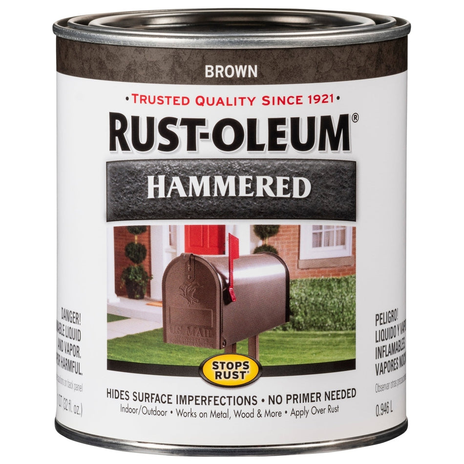 Rust-Oleum Stops Rust 239073 Hammered Brush, Brown, 1 Quart