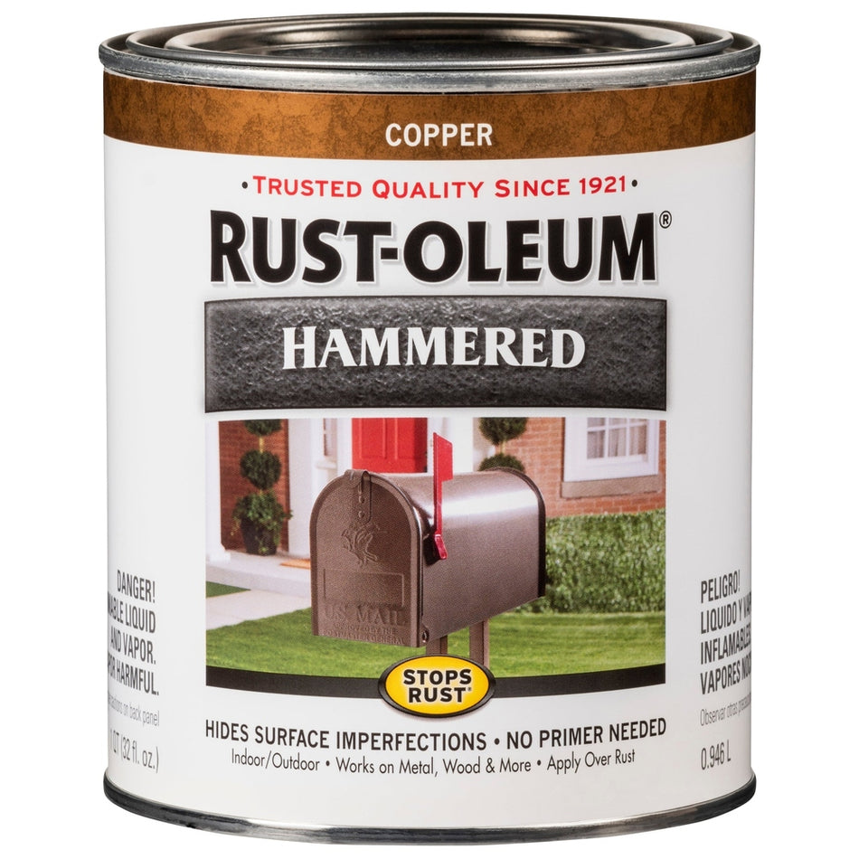 Rust-Oleum Stops Rust 239074 Hammered Brush, Copper, 1 Quart