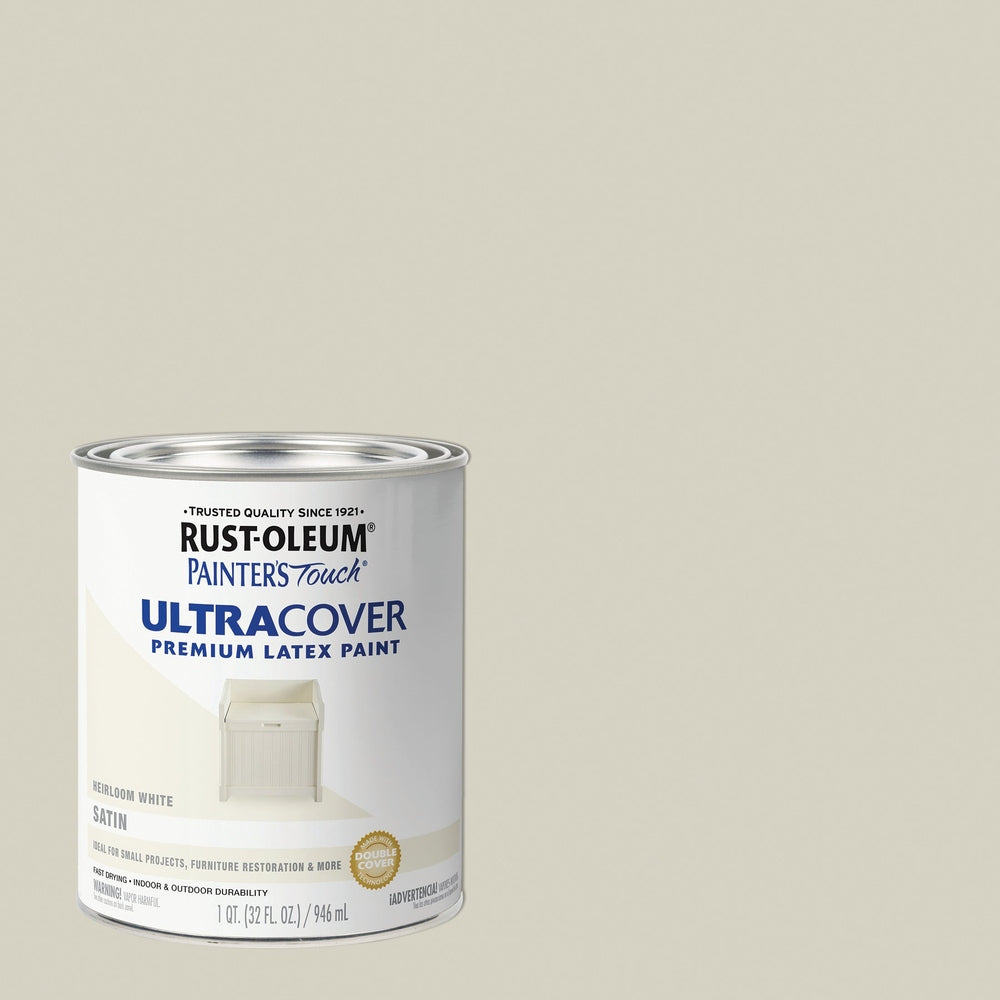 Rust-Oleum Painter's Touch 240285 1 Quart Satin Heirloom White Ultra Cover Premium Latex Paint