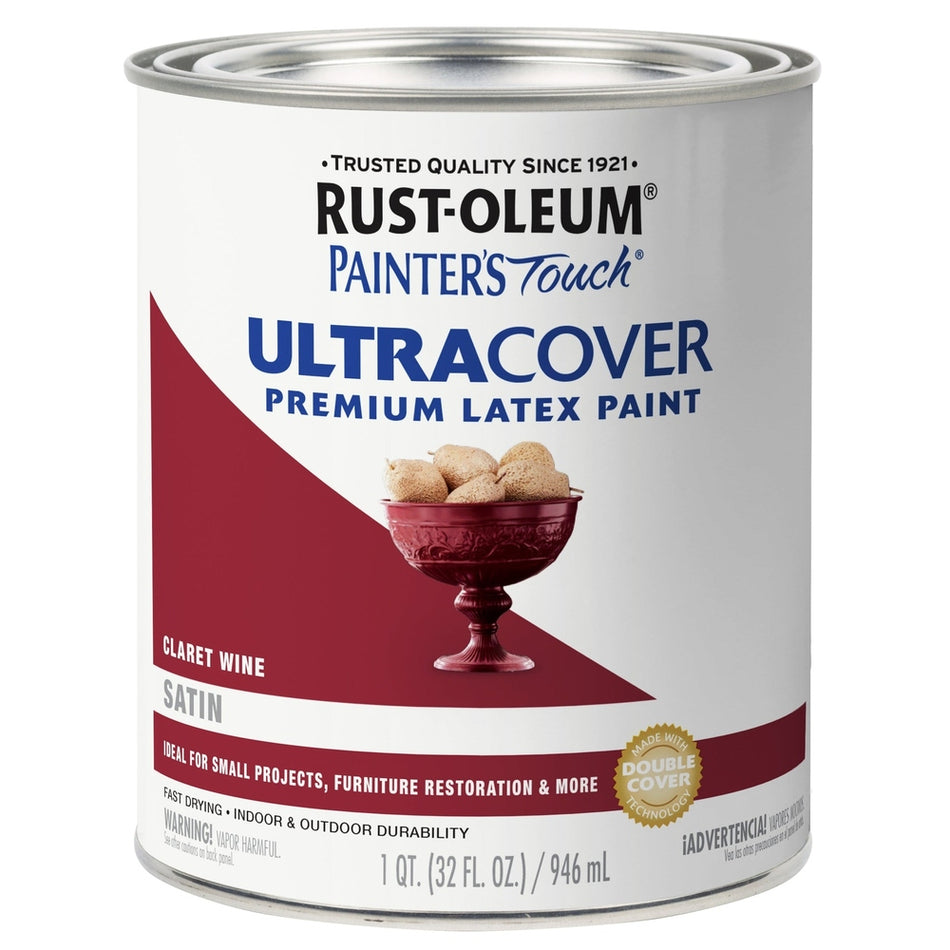 Rust-Oleum Painter's Touch 240286 1 Quart Satin Claret Wine Ultra Cover Premium Latex Paint