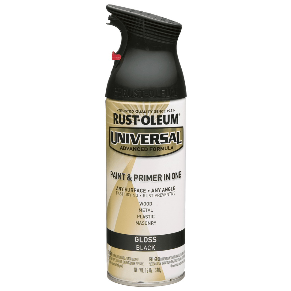 Rust-Oleum Universal 245196 Paint & Primer In One Spray, Gloss Black, 12 oz.