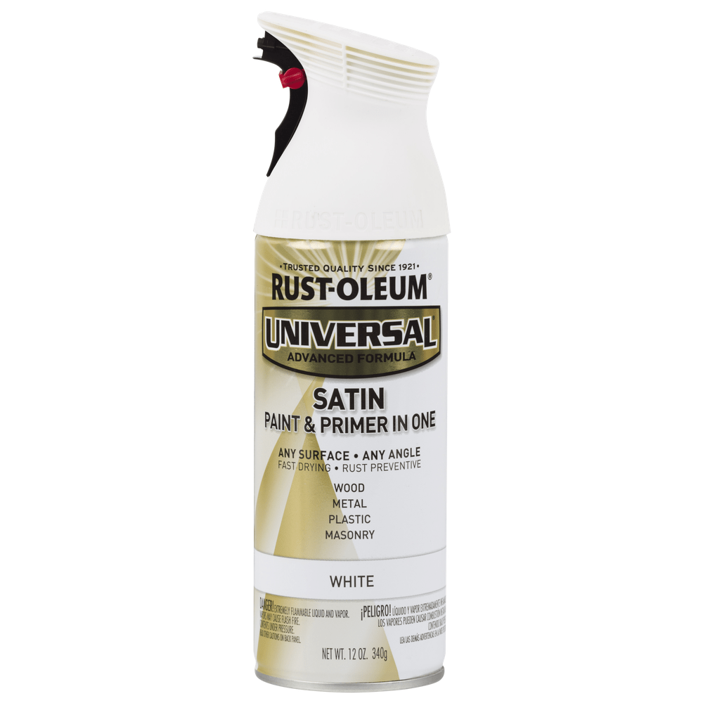 Rust-Oleum Universal 245210 Satin Paint & Primer In One Spray, White, 12 oz.