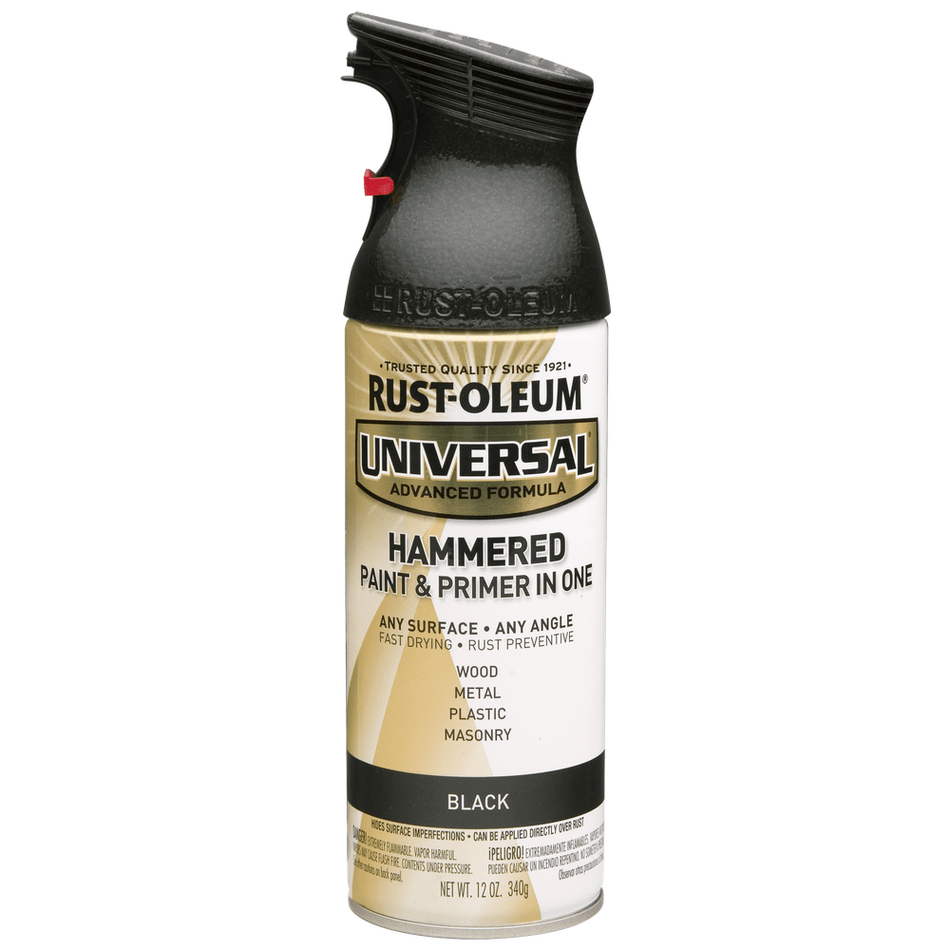 Rust-Oleum Universal 245217 Hammered Paint & Primer In One Spray, Black, 12 oz.