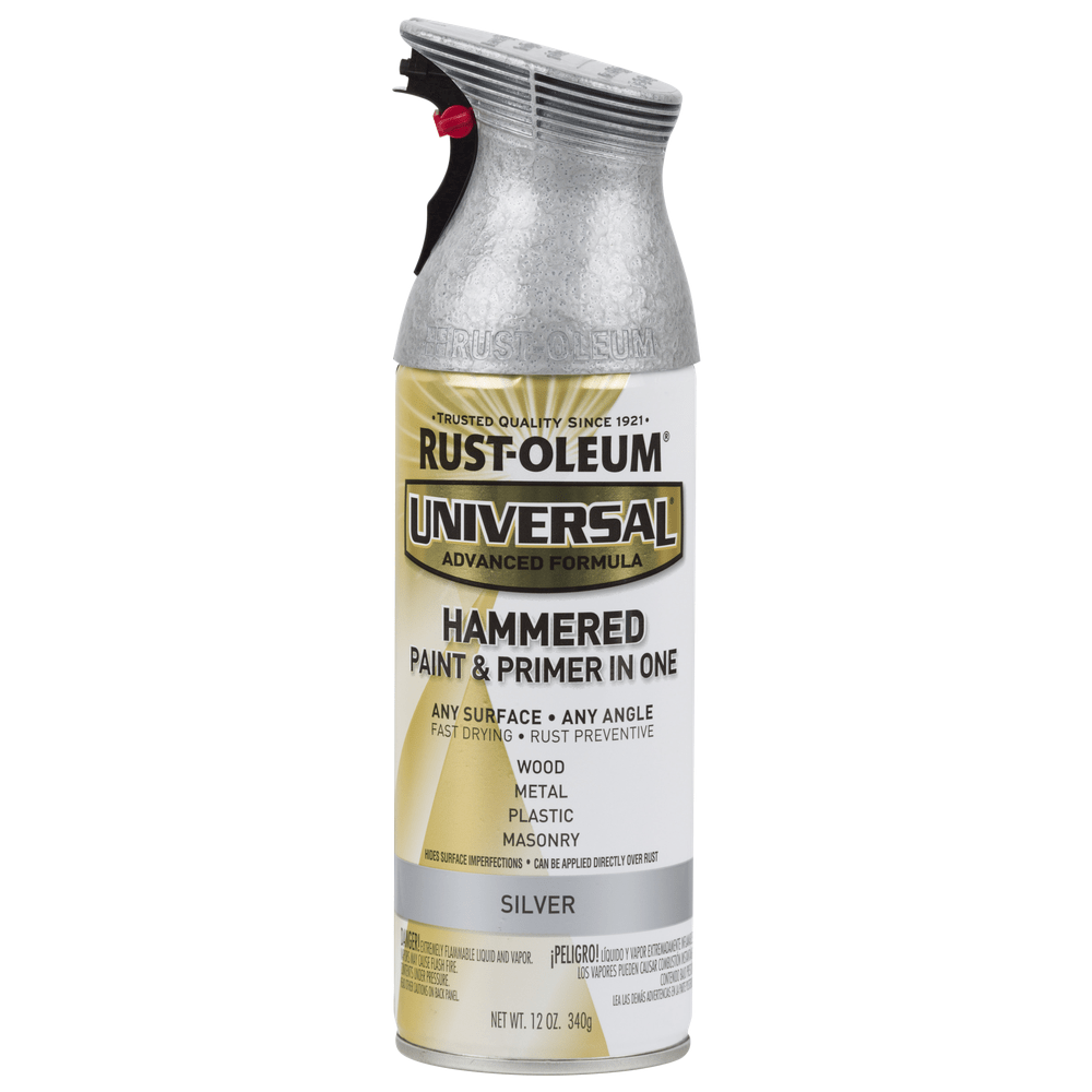 Rust-Oleum Universal 245219 Hammered Paint & Primer In One Spray, Silver, 12 oz.