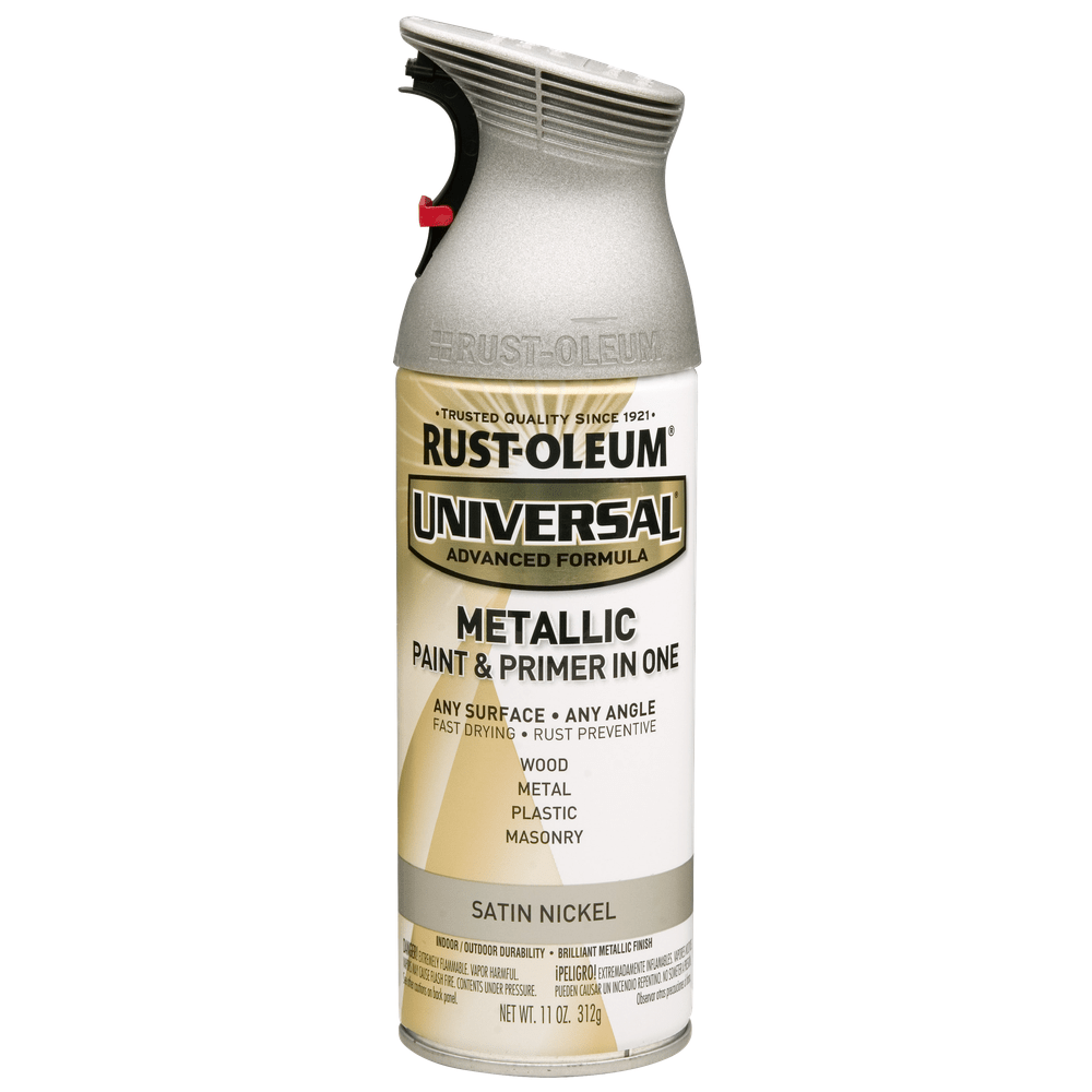 Rust-Oleum Universal 249130 Metallic Paint & Primer In One Spray, Satin Nickel, 11 oz.